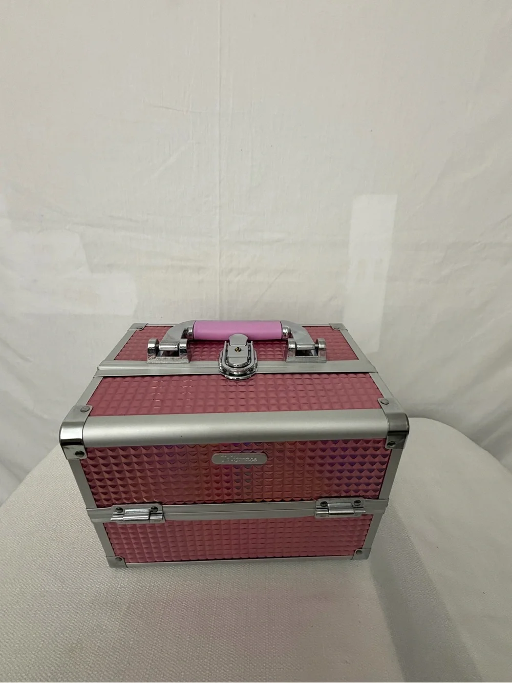 Joligrace Pink Holographic Makeup Train Case with Mirror (F269)
